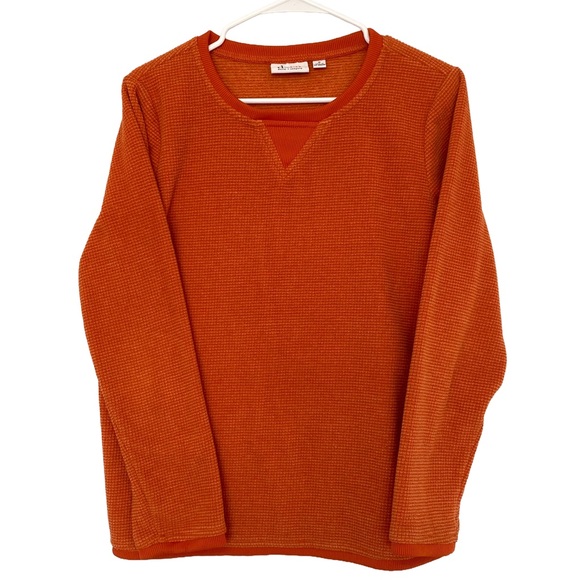 Denim and Company Tops - Vintage Denim & Company Orange Long Sleeve Sweatshirt Waffle Patterned Medium